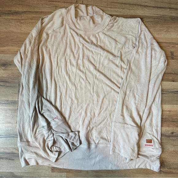 Peace Love World Bree Nude Bell Sleeve Faux Neck Comfy Knit Tunic Top Size L - Picture 2 of 9